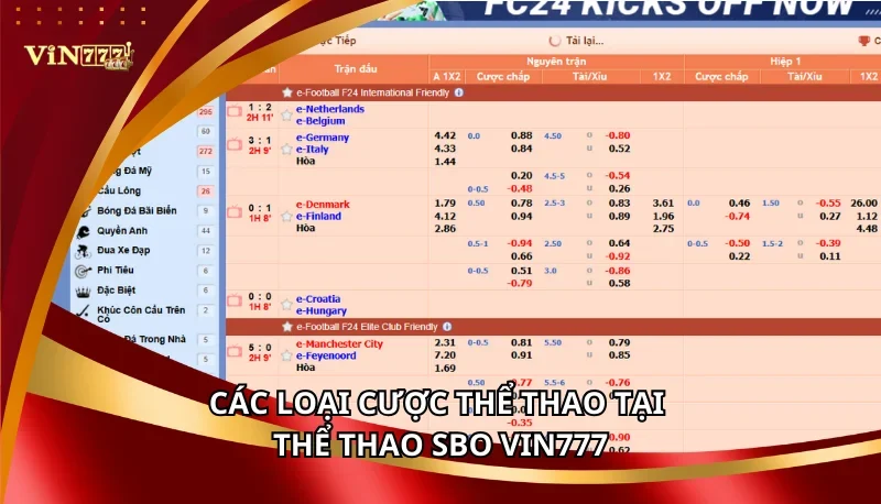 Thể Thao SBO Vin777: Các Loại Cược Và Chiến Lược Cược Thắng Lớn 6 Các loại cược thể thao tại Thể Thao SBO Vin777