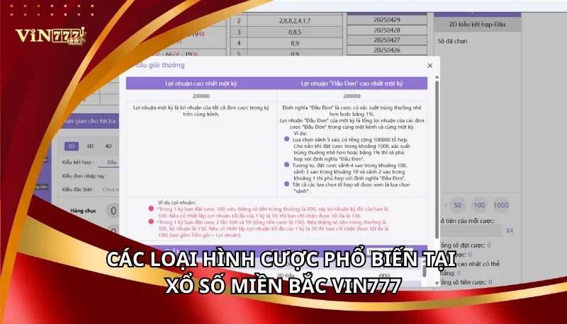 Xổ Số Miền Bắc Vin777: Các Hình Thức Tham Gia Và Mẹo Cao Thủ 6 Các loại hình cược phổ biến tại Xổ số miền Bắc Vin777