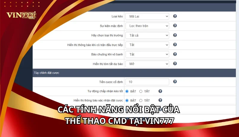 Thể Thao CMD Vin777: Các Tính Năng Nổi Bật Và Chiến Thuật Chơi 6 Các tính năng nổi bật của Thể Thao CMD tại Vin777