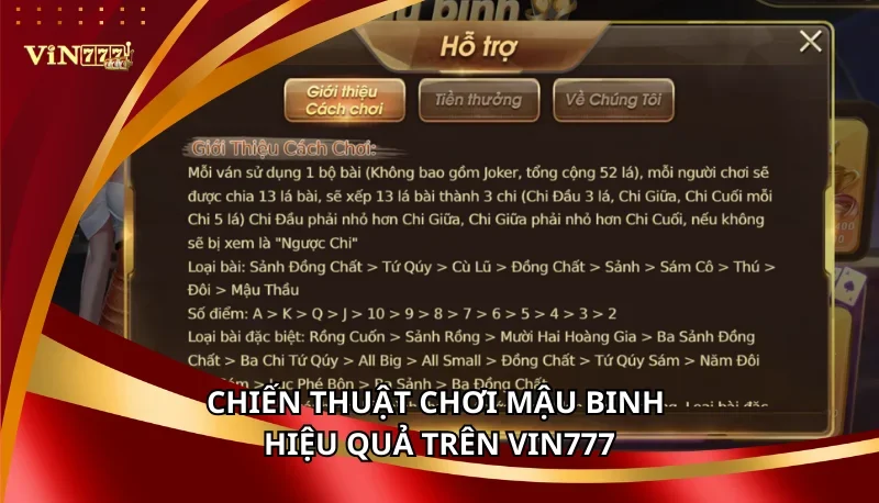 Mậu Binh Vin777: Cẩm Nang Luật Chơi Và Mẹo Chơi Cho Tân Thủ 7 Chiến thuật chơi Mậu Binh hiệu quả trên Vin777