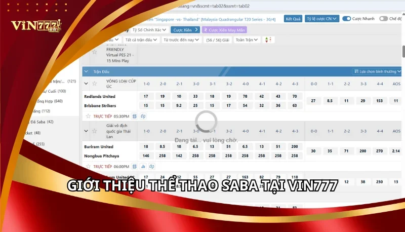 Thể Thao SABA Vin777: Các Hình Thức Cá Cược Và Lưu Ý Khi Tham Gia 5 Giới thiệu thể thao SABA tại Vin777