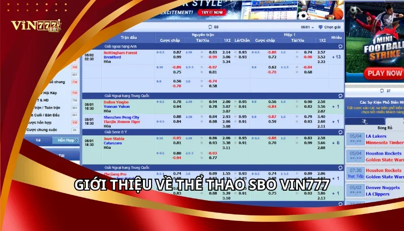 Thể Thao SBO Vin777: Các Loại Cược Và Chiến Lược Cược Thắng Lớn 5 Giới thiệu về Thể Thao SBO Vin777