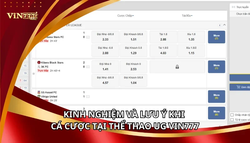 Thể Thao UG Vin777: Các Loại Kèo Cược Và Kinh Nghiệm Cược Thắng 7 Kinh nghiệm và lưu ý khi cá cược tại thể thao UG Vin777