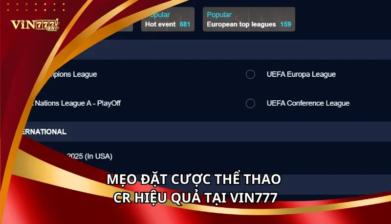 Thể Thao CR Vin777: Các Tựa Game Nổi Bật Và Mẹo Chơi Cao Thủ 7 Mẹo đặt cược Thể thao CR hiệu quả tại Vin777