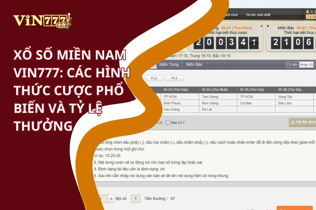 Các hình thức cược xổ số miền nam